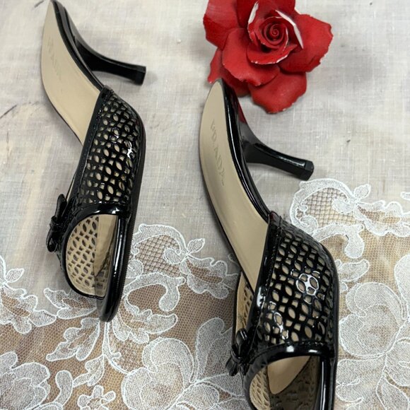 PRADA-Women-Black Patent leather cut out-heel Sandals.SZ-5.5 - Picture 10 of 15